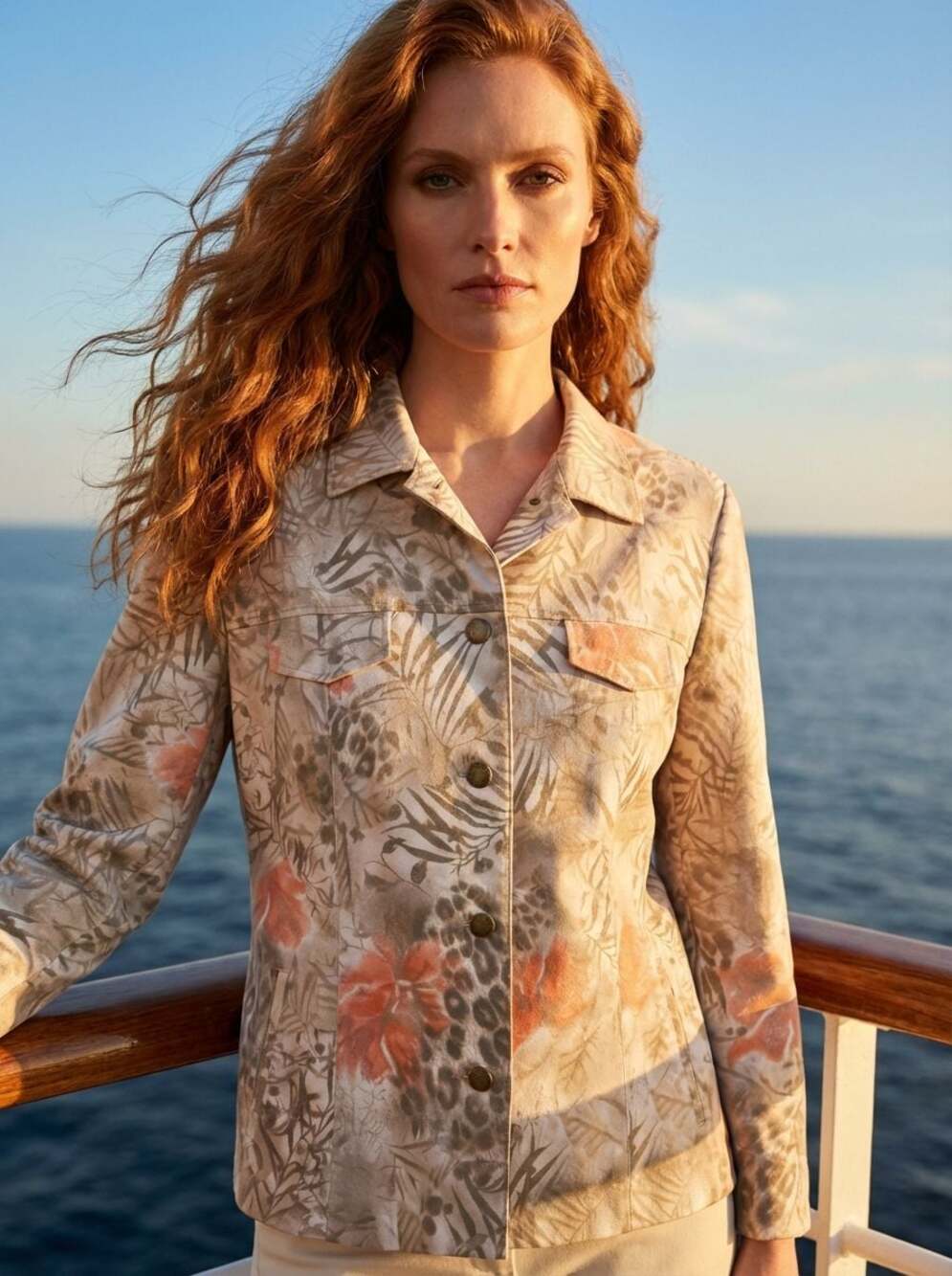 Gerry Weber Tropical Floral Animal Print Button Front Jacket Size 12 - EK